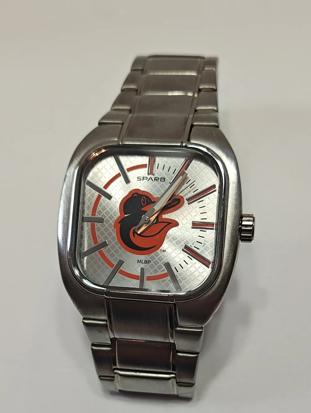 MLB Baltimore Orioles Silver and Orange Sparo Men's Metal Bracelet Watch